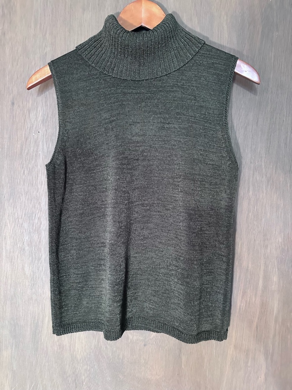 Josephine Chaus Sleeveless Turtleneck Knit Top - Olive Green